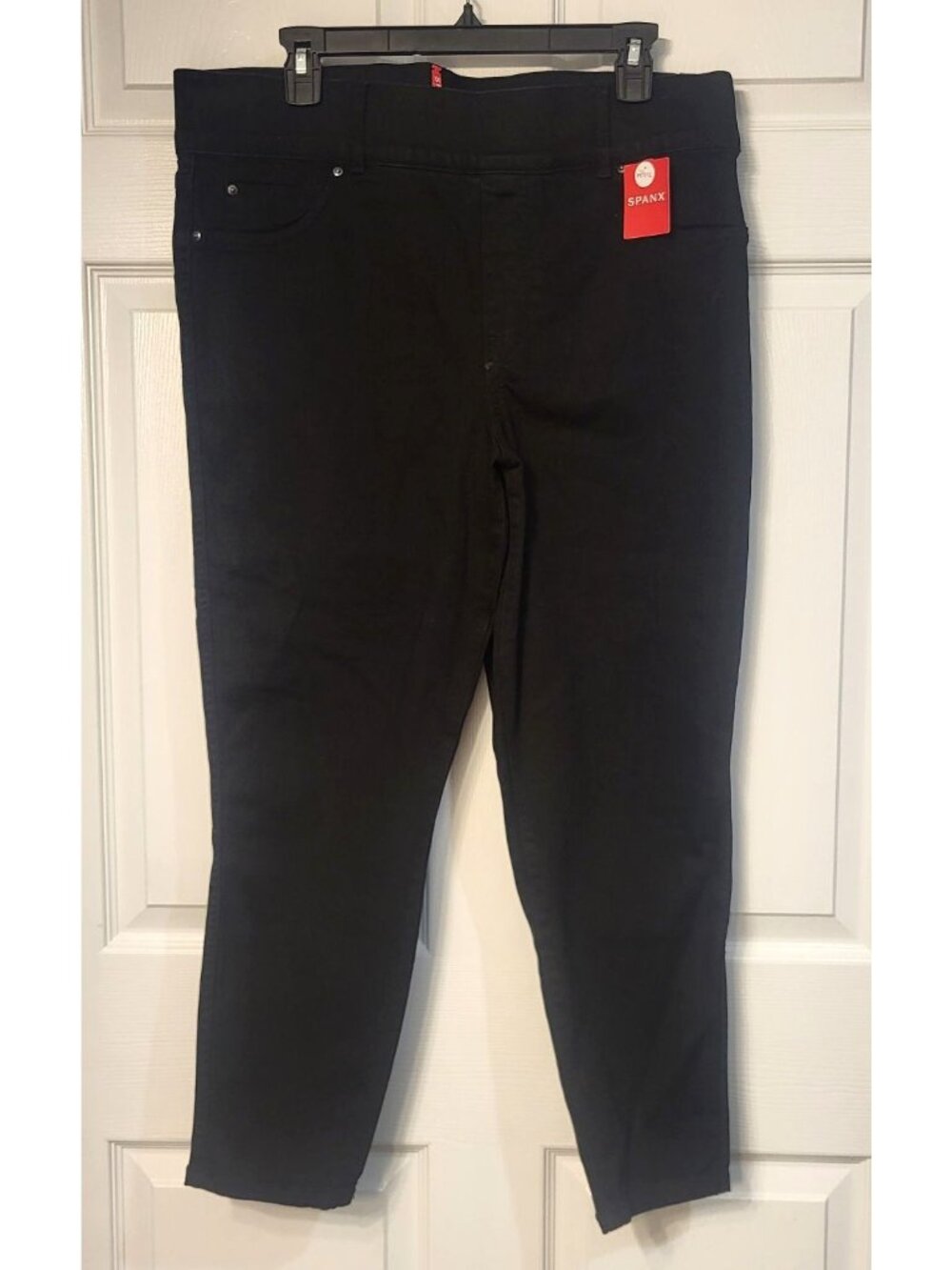 NWT Womens Spanx Black High Rise Pull-On Skinny Jeans 1X Petite Stretch